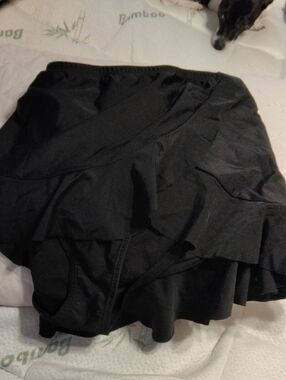 Black Ruffled Swim Skort